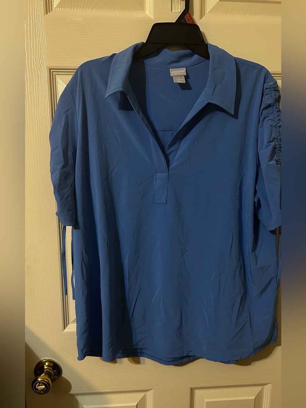 Chico's Bright Blue Polo-Collar Short Sleeve Tunic